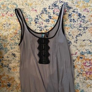 Grey and black lace detailed blouse